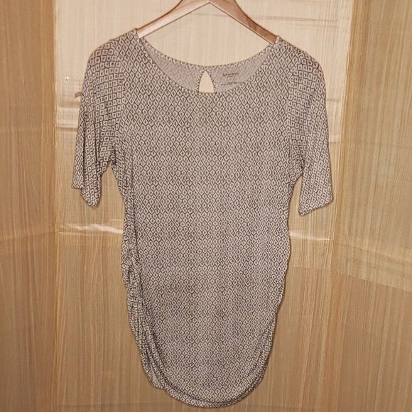 Motherhood Maternity Womens Stretchy Black White Short Sleeve Tunic Top Large - Picture 1 of 4